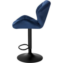 Blue Velvet Padded Bar Stools 2Pcs Bar Chairs Swivel Gas Lift W/ Backrest - thumbnail 4