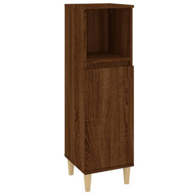 Berkfield Durable Bathroom Cabinet Brown Oak 30X30X100 Cm Engineered Wood