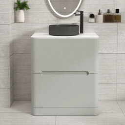 Royal Bathrooms Venice 700mm Dove Grey Freestanding Bathroom Countertop Vanity Unit 2 Drawer With Art Round Basin - thumbnail 1