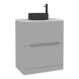 Royal Bathrooms Venice 700mm Dove Grey Freestanding Bathroom Countertop Vanity Unit 2 Drawer With Art Round Basin - thumbnail 7