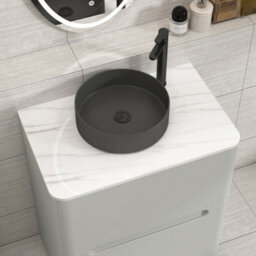 Royal Bathrooms Venice 700mm Dove Grey Freestanding Bathroom Countertop Vanity Unit 2 Drawer With Art Round Basin - thumbnail 6