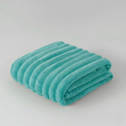 Chunky Ribbed Mink Throw Ultra Soft Warm Elegant Blanket For Sofa Or Bed Duck Egg Blue - thumbnail 2