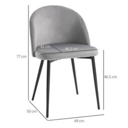 Homcom Modern Upholstered Fabric Bucket Seat Dining Chairs Set Of 2 Grey - thumbnail 3