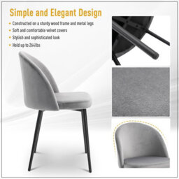 Homcom Modern Upholstered Fabric Bucket Seat Dining Chairs Set Of 2 Grey - thumbnail 5