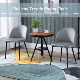 Homcom Modern Upholstered Fabric Bucket Seat Dining Chairs Set Of 2 Grey - thumbnail 4