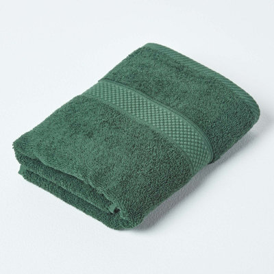 Homescapes Turkish Cotton Guest Towel, Dark Green - image 1