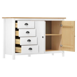 Walplus Sideboard Hill White 130X40X80 Cm Solid Pine Wood - thumbnail 3