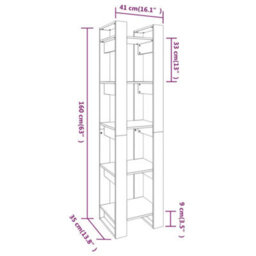 Berkfield Book Cabinet/room Divider Black 41X35X160 Cm Solid Wood Pine - thumbnail 8