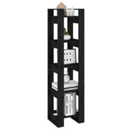 Berkfield Book Cabinet/room Divider Black 41X35X160 Cm Solid Wood Pine - thumbnail 4
