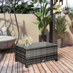 Wyld Haus Lolifi Mixed Grey Rattan Outdoor Coffee Table With 5mm Tempered Glass Top, L85 X D50 X H39Cm - thumbnail 3