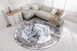 RugsX Miro 51199.805 Circle Washing Carpet Marble, Greek Anti-Slip - Grey /  Circle 80 Cm - thumbnail 4