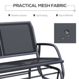 Outsunny 2-Person Patio Glider Bench Gliding Chair Loveseat W/ Armrest Black - thumbnail 5