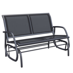 Outsunny 2-Person Patio Glider Bench Gliding Chair Loveseat W/ Armrest Black - thumbnail 2