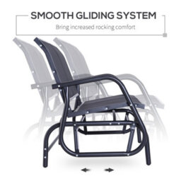Outsunny 2-Person Patio Glider Bench Gliding Chair Loveseat W/ Armrest Black - thumbnail 4