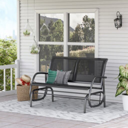 Outsunny 2-Person Patio Glider Bench Gliding Chair Loveseat W/ Armrest Black - thumbnail 1