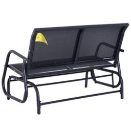 Outsunny 2-Person Patio Glider Bench Gliding Chair Loveseat W/ Armrest Black - thumbnail 8
