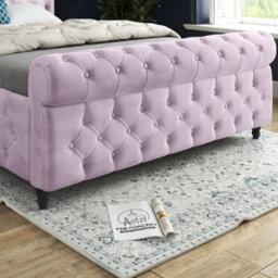Savana Sleigh Upholstered Soft Velvet Pink Bed Frame - thumbnail 3