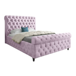 Savana Sleigh Upholstered Soft Velvet Pink Bed Frame - thumbnail 5