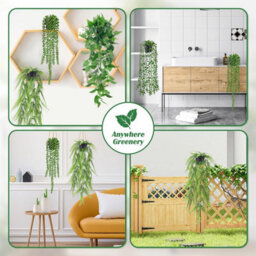 CLEFFNS Artificial Hanging Plants, 4 Pack Fake Potted Greenery Plant Faux Mandala Vine, String Of Pearls, Ivy Vine,persian Grass Fern - thumbnail 5