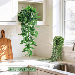 CLEFFNS Artificial Hanging Plants, 4 Pack Fake Potted Greenery Plant Faux Mandala Vine, String Of Pearls, Ivy Vine,persian Grass Fern - thumbnail 8