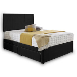Dining Tables Chelsea Headboard Divan Set, 2 Drawer On Same Side With Sprung 1500 Comfort Mattress - Damask Fabric Black - Double - thumbnail 4
