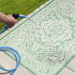 Homeart Outdoor Indoor Rug, Easy Clean, Uv Weather Resistant Rug For Patio, Gardenmedallion Green, Cream,80X150Cm - thumbnail 6