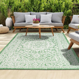 Homeart Outdoor Indoor Rug, Easy Clean, Uv Weather Resistant Rug For Patio, Gardenmedallion Green, Cream,80X150Cm