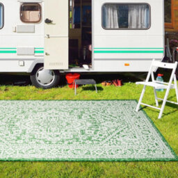 Homeart Outdoor Indoor Rug, Easy Clean, Uv Weather Resistant Rug For Patio, Gardenmedallion Green, Cream,80X150Cm - thumbnail 3
