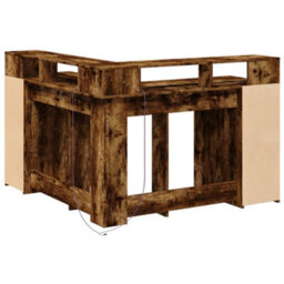 Berkfield Desk With Led Lights Smoked Oak 130X130X91 Cm Engineered Wood - thumbnail 8