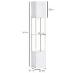 Homcom Shelf Floor Lamp With Dual Light, For Living Room, Bedroom, White - thumbnail 3