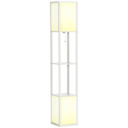 Homcom Shelf Floor Lamp With Dual Light, For Living Room, Bedroom, White - thumbnail 2
