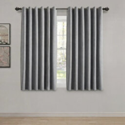 Aspire Homeware Charcoal Linen 100% Blackout Curtain Thermal Insulated Eyelet Curtain Pair (W)117Cm X (D)137Cm With Tie Back