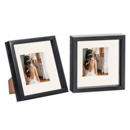 "Nicola Spring 8 X 8"" Photo Frames - Black/ivory Mount - 3D Picture Frame Box Portrait Display Case (4 X 4"" Mount) Set Of 2" - thumbnail 1