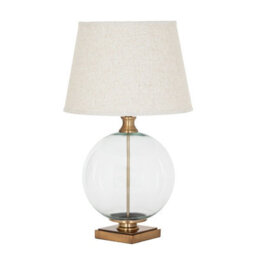 Hill Interiors Lunel Glass Orb Table Lamp With Edged Linen Shade - thumbnail 2