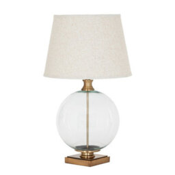 Hill Interiors Lunel Glass Orb Table Lamp With Edged Linen Shade - thumbnail 3