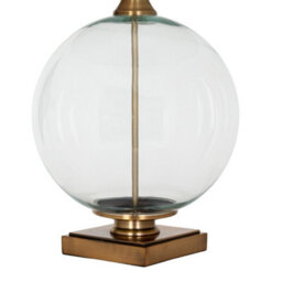 Hill Interiors Lunel Glass Orb Table Lamp With Edged Linen Shade - thumbnail 4