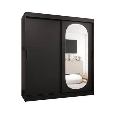Arte  Ebony Black Royal Sliding Door Wardrobe 1800mm X 2000mm X 620mm - A Bold Statement In Storage - image 1