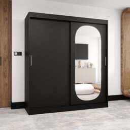Arte  Ebony Black Royal Sliding Door Wardrobe 1800mm X 2000mm X 620mm - A Bold Statement In Storage - thumbnail 2