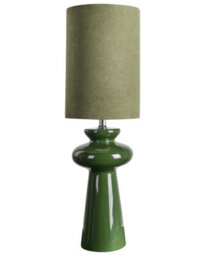 Beliani Bedside Lamp - Olive-Green Ceramic Base With Faux Suede Shade, 62Cm - thumbnail 2