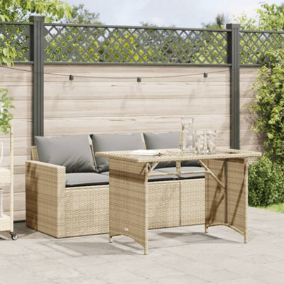Berkfield 2 Piece Garden Dining Set With Cushions Beige Poly Rattan - image 1
