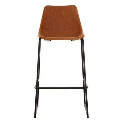 Orsina Elevated And Comfortable Camel Bar Stool With Black Legs, Sleek Kitchen Stool, Stable Contemporary Bar Stool - image 1