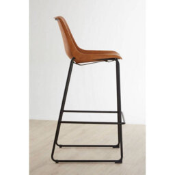 Orsina Elevated And Comfortable Camel Bar Stool With Black Legs, Sleek Kitchen Stool, Stable Contemporary Bar Stool - thumbnail 3