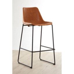 Orsina Elevated And Comfortable Camel Bar Stool With Black Legs, Sleek Kitchen Stool, Stable Contemporary Bar Stool - thumbnail 2