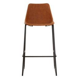 Orsina Elevated And Comfortable Camel Bar Stool With Black Legs, Sleek Kitchen Stool, Stable Contemporary Bar Stool