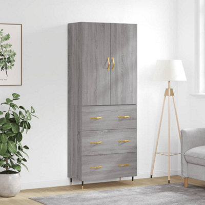 Berkfield Highboard Grey Sonoma 69.5X34X180 Cm Engineered Wood - image 1