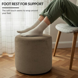 istyle mode Round Shape Velvet Bean Bag Pouffe Foot Rest - 40Cm Mink - thumbnail 2