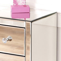 The Furniture Market Slim Mirrored 3 Drawer Bedside Table Crystal Handles Space Saving Design Premium Quality No Assembly Required - thumbnail 4