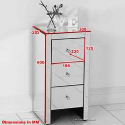 The Furniture Market Slim Mirrored 3 Drawer Bedside Table Crystal Handles Space Saving Design Premium Quality No Assembly Required - thumbnail 7