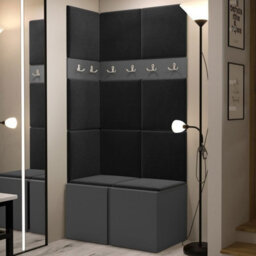 Orion I Hallway Set Graphite Shoe Cabinet Hangers Black Panels - thumbnail 2