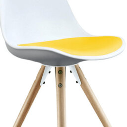 Fusion Living Soho White & Yellow Plastic Dining Chair With Pyramid Light Wood Legs - thumbnail 3
